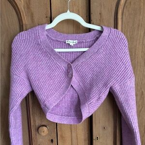 For Love & Lemons Emery Ribbed Crop Cardigan Sweater